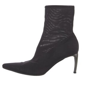 SERGIO ROSSI Vinyl Mesh Sock Boots Black Size 37